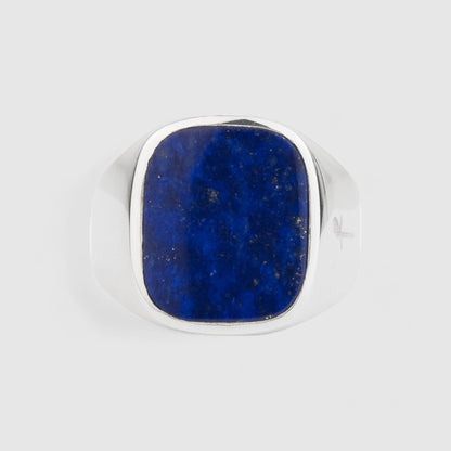 SILVER LAPIS LAZULI SQUARE SIGNET RING