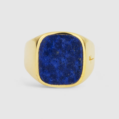 GOLD LAPIS LAZULI SQUARE SIGNET RING