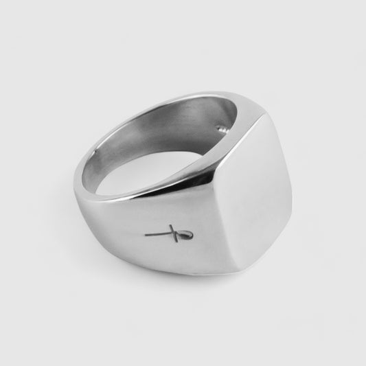 SILVER STATEMENT SIGNET RING