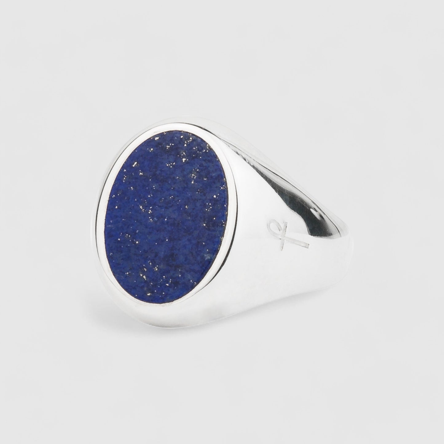 SILVER LAPIS LAZULI OVAL SIGNET RING