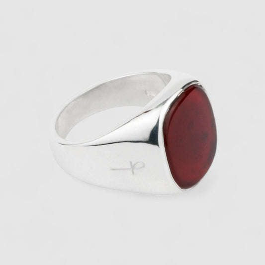 SILVER SQUARE CARNELIAN SIGNET RING