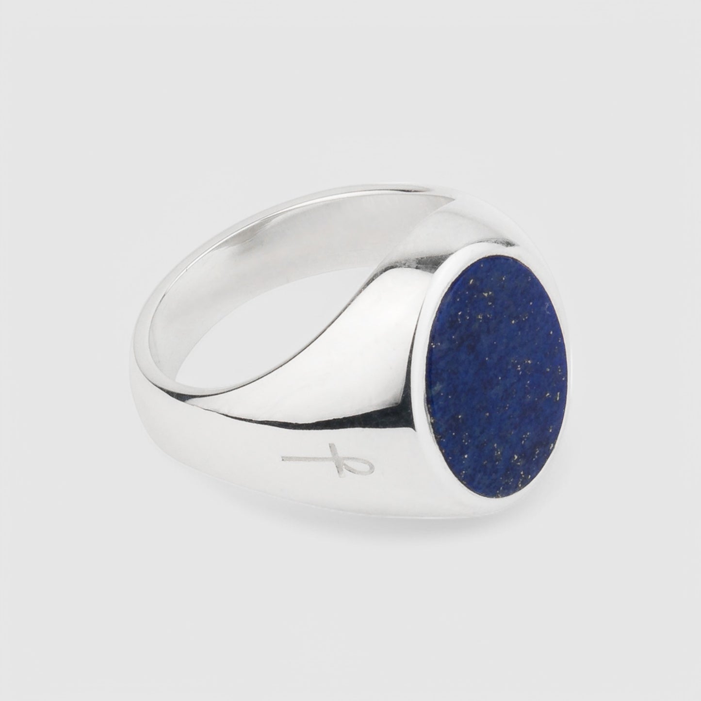 SILVER LAPIS LAZULI OVAL SIGNET RING