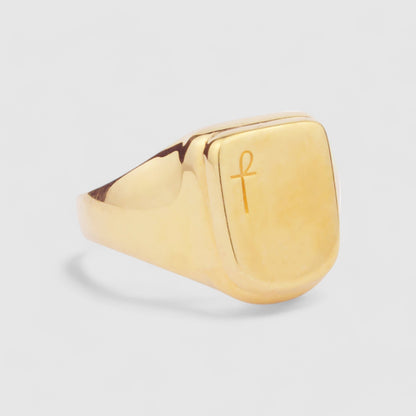 GOLD DOUBLE SQUARE SIGNET RING