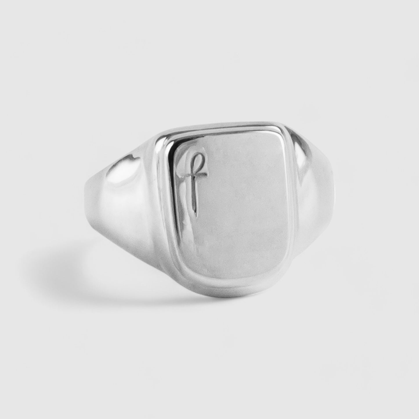 SILVER DOUBLE SQUARE SIGNET RING