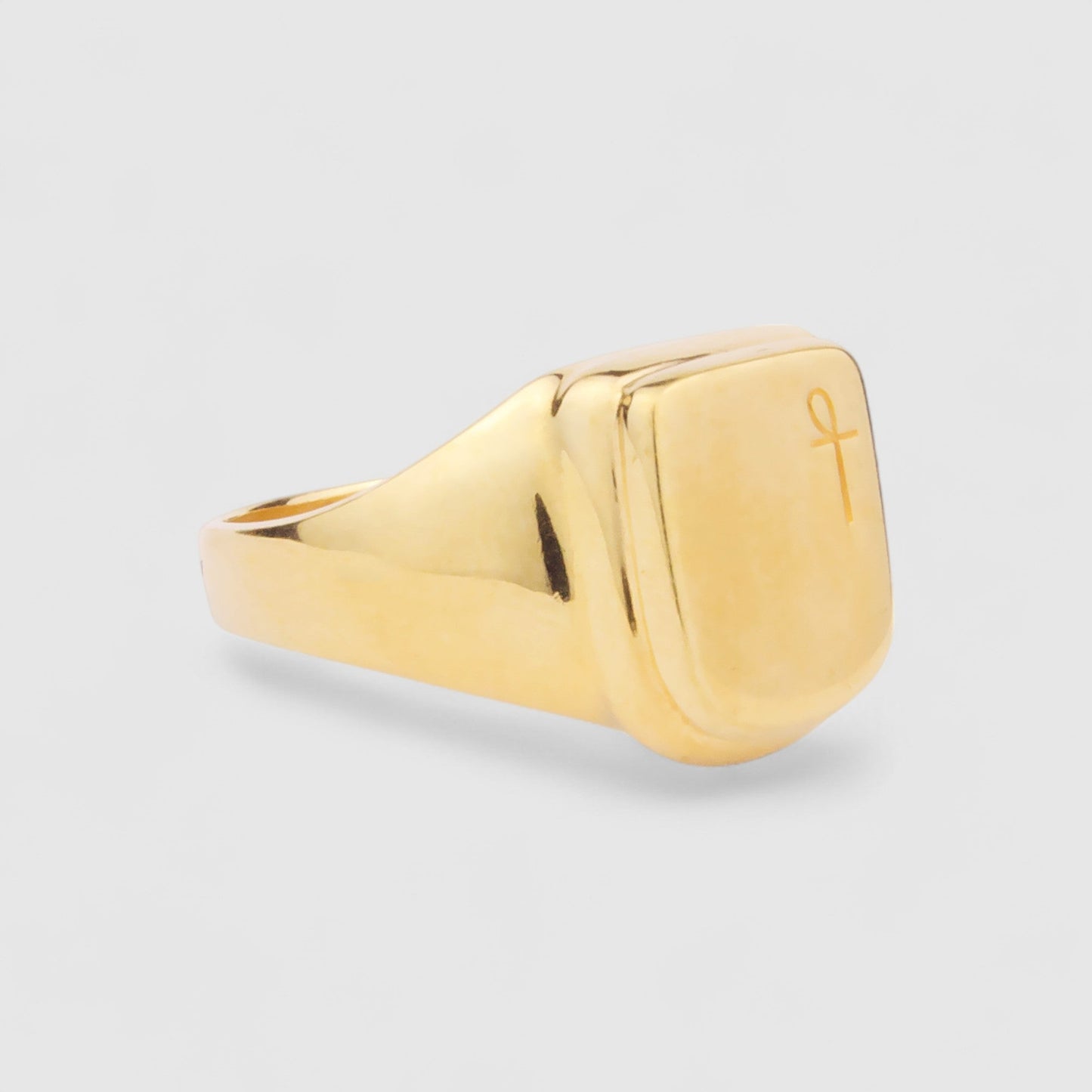 GOLD DOUBLE SQUARE SIGNET RING