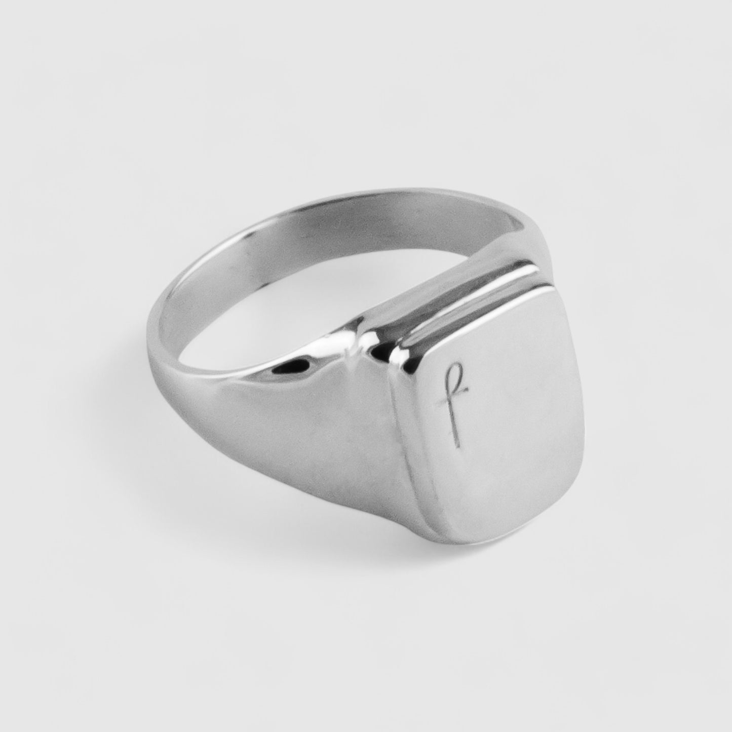 SILVER DOUBLE SQUARE SIGNET RING