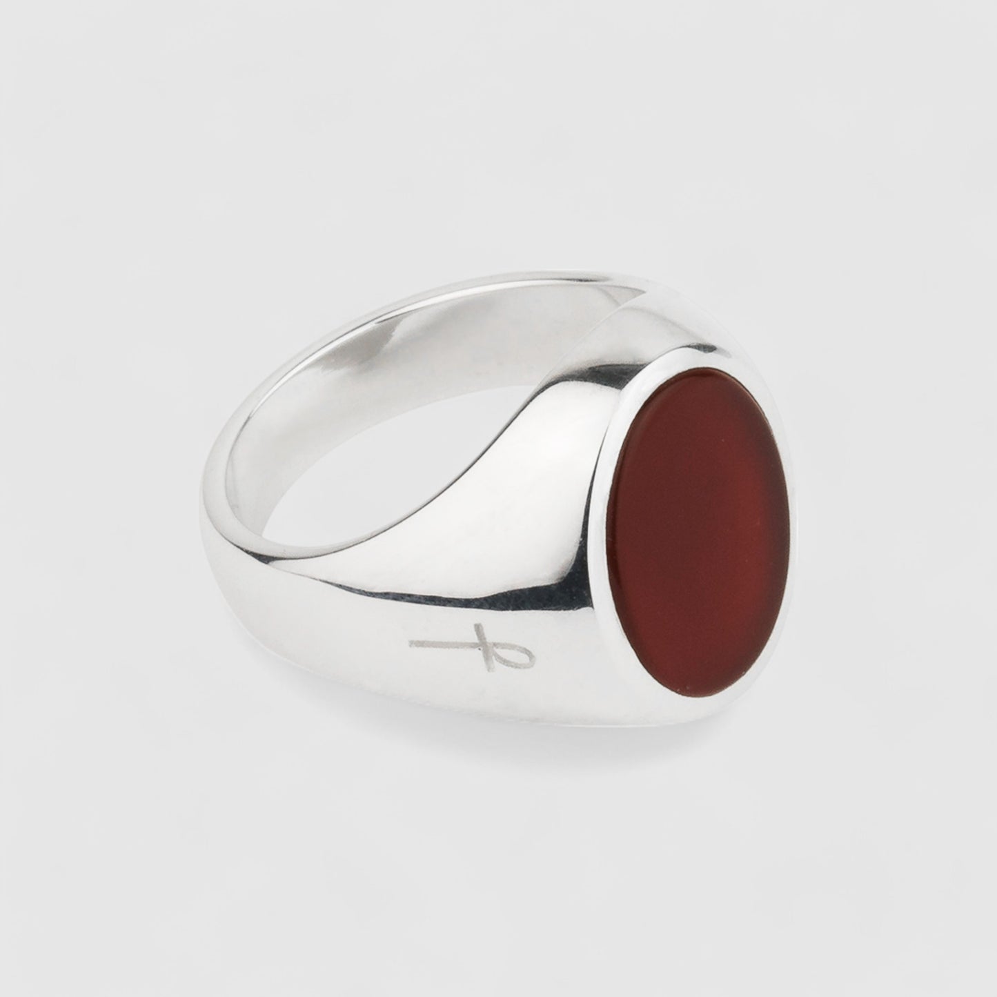 SILVER CARNELIAN OVAL SIGNET RING