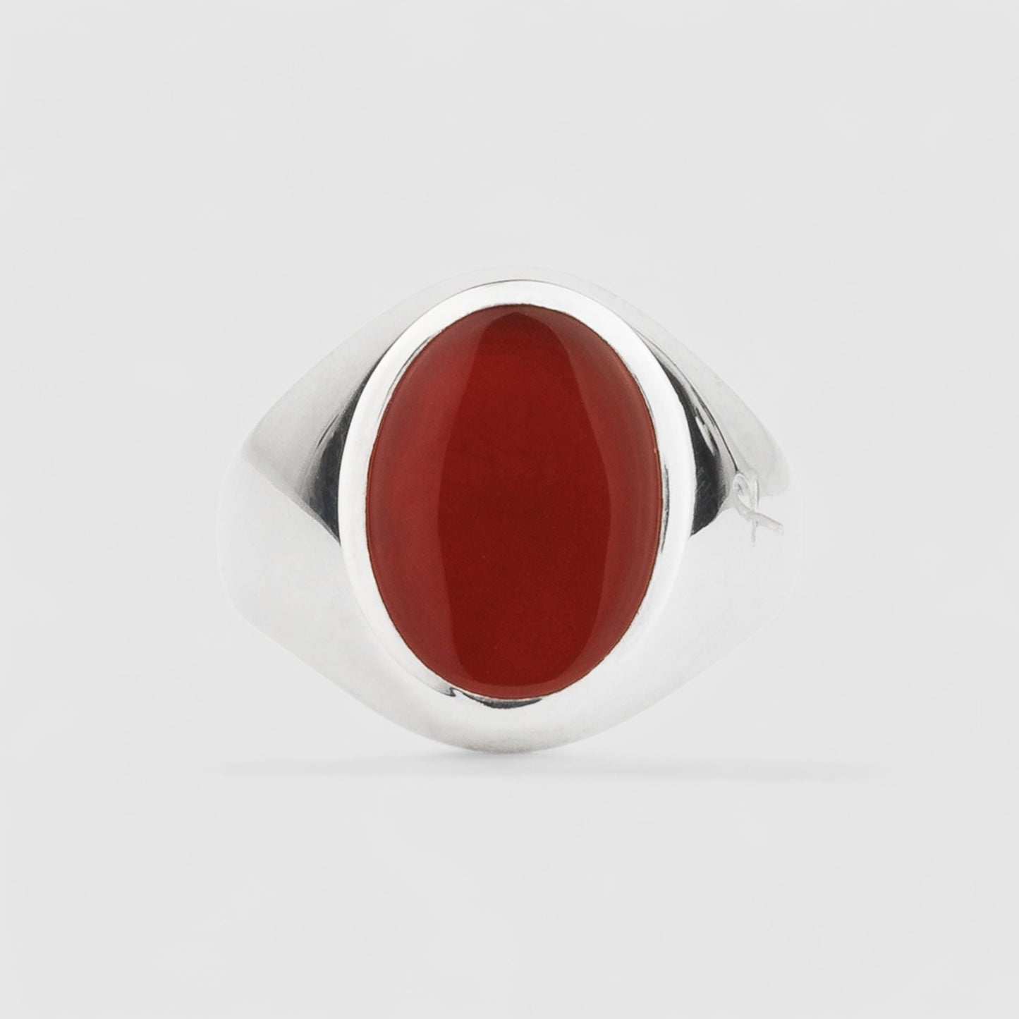 SILVER CARNELIAN OVAL SIGNET RING