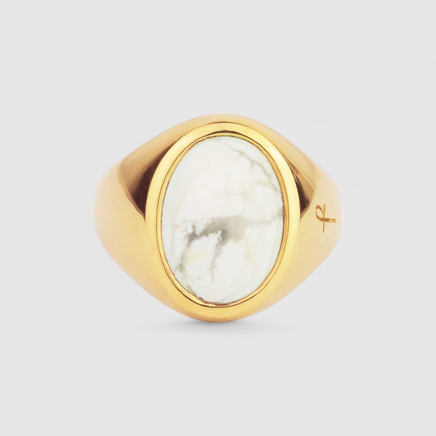 9CT GOLD HOWLITE SIGNET RING