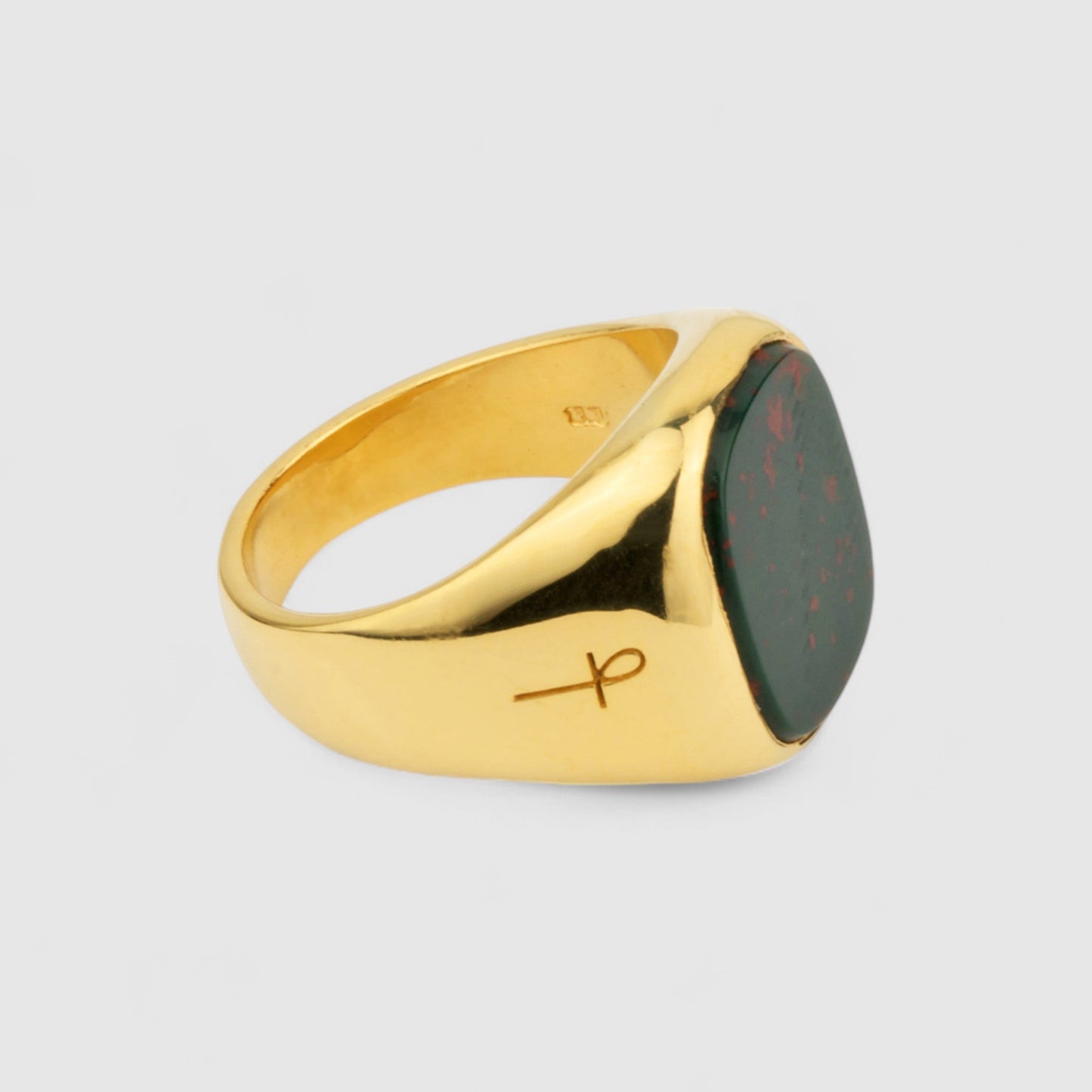 9CT GOLD BLOODSTONE SQUARE SIGNET RING