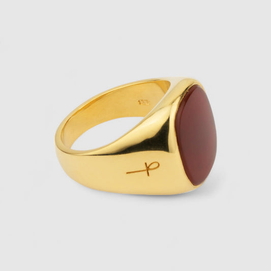 9CT GOLD CARNELIAN SQUARE SIGNET RING