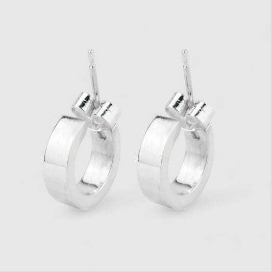 SILVER FLAT HOOP EARRINGS