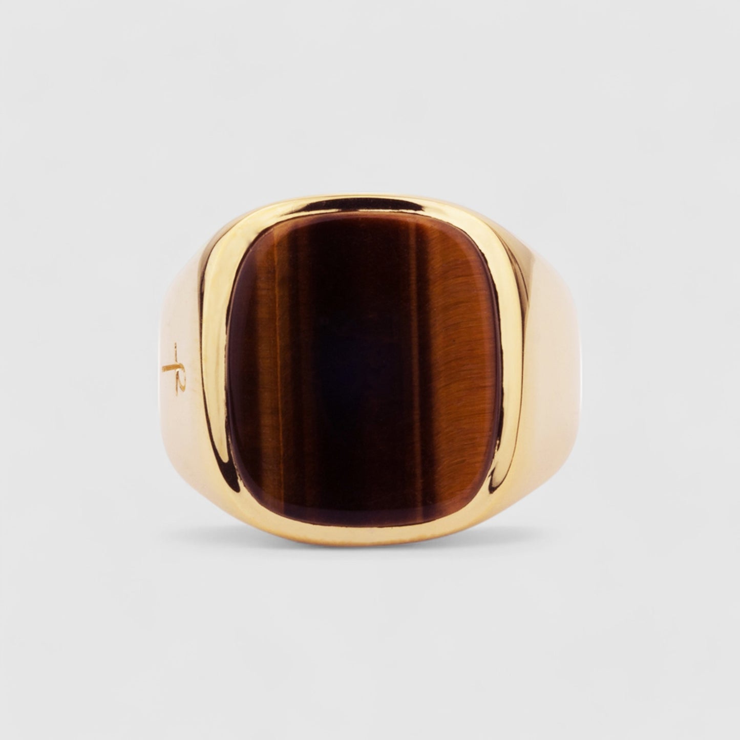 GOLD TIGER EYE SQUARE SIGNET RING