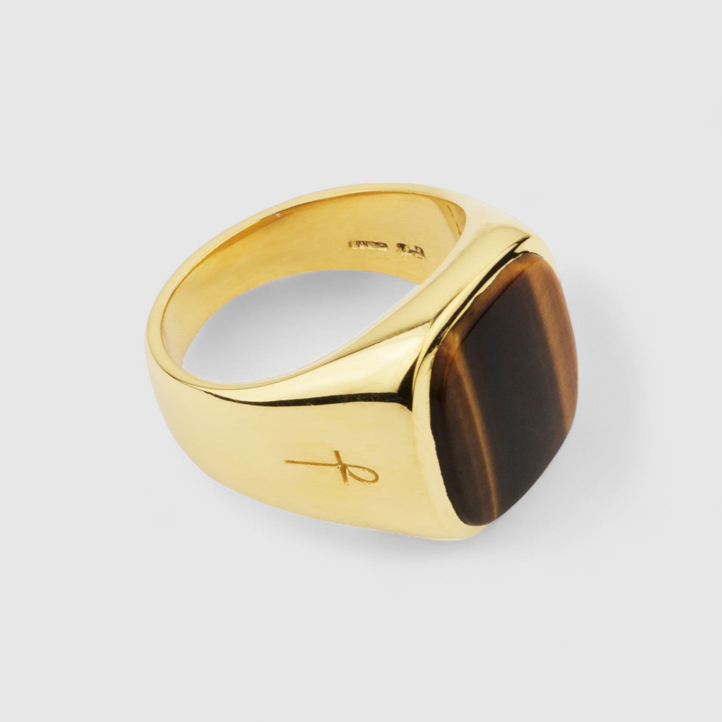 GOLD TIGER EYE SQUARE SIGNET RING