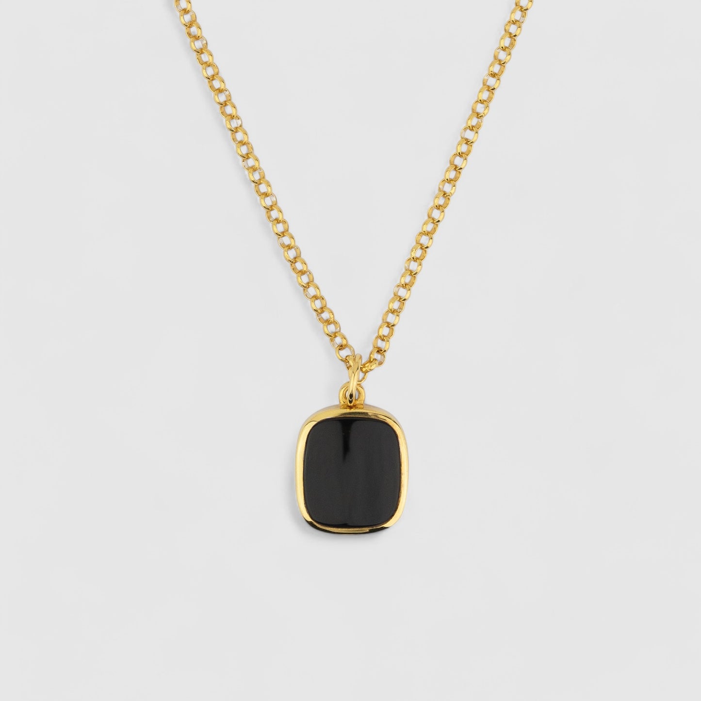 GOLD VERMEIL JAMESTOWN BLACK ONYX SQUARE STONE NECKLACE & PENDANT