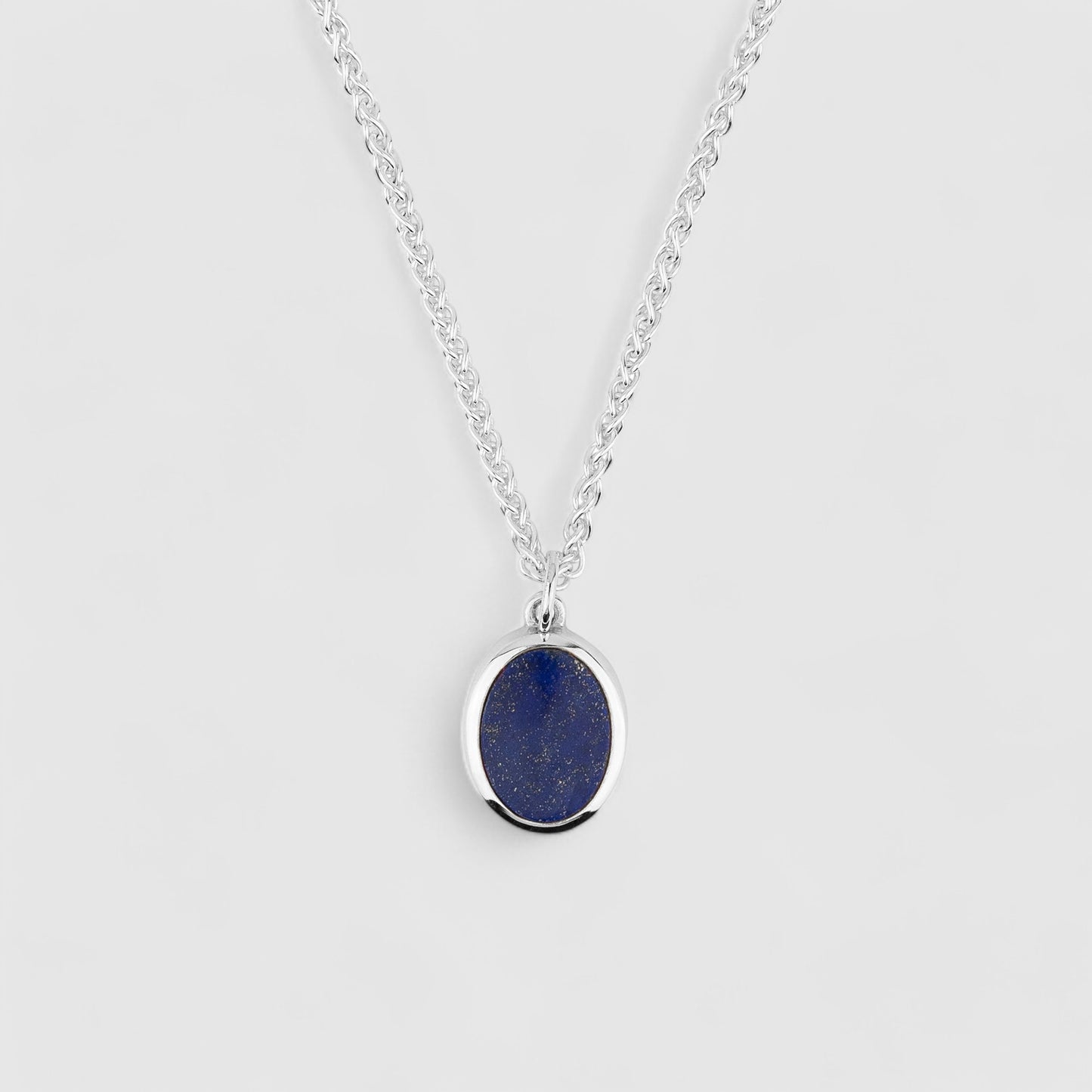 SILVER JAMESTOWN LAPIS LAZULI OVAL STONE NECKLACE & PENDANT