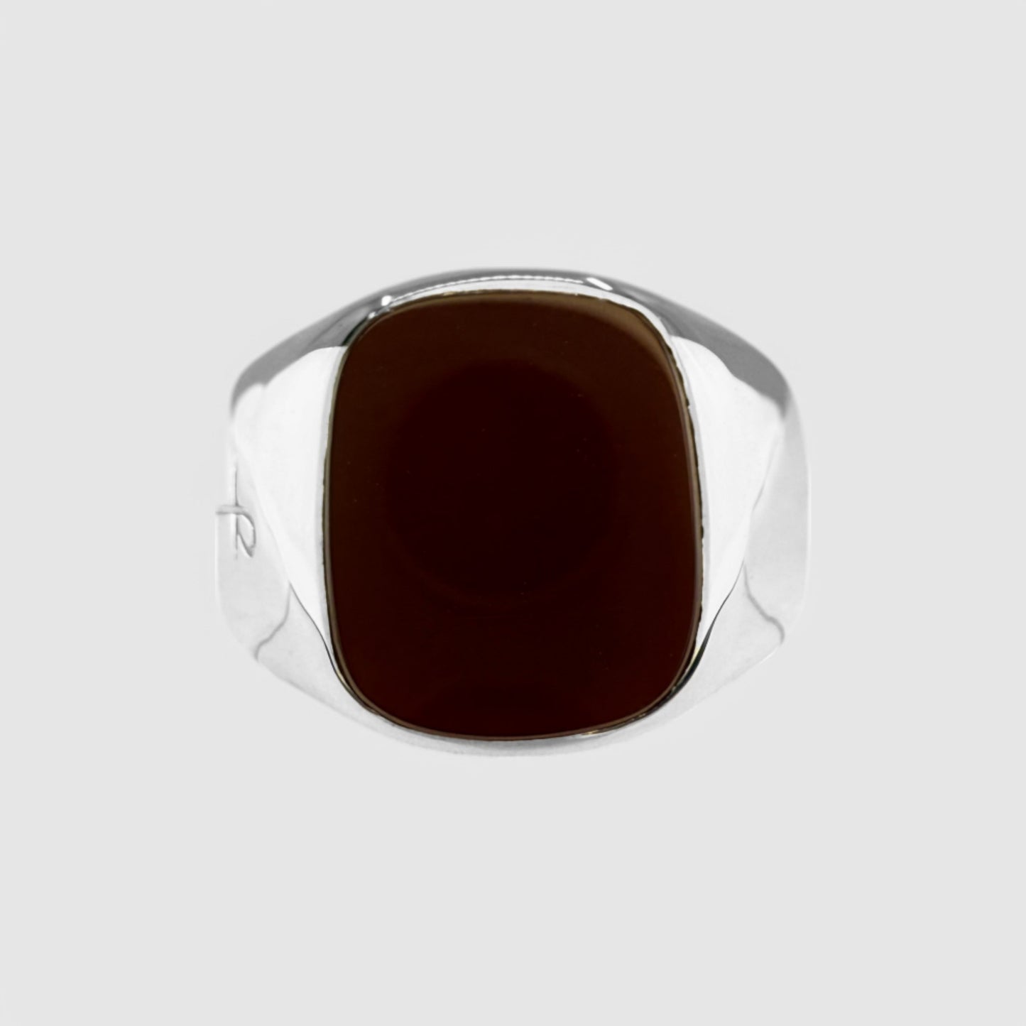 SILVER SQUARE CARNELIAN SIGNET RING (S)