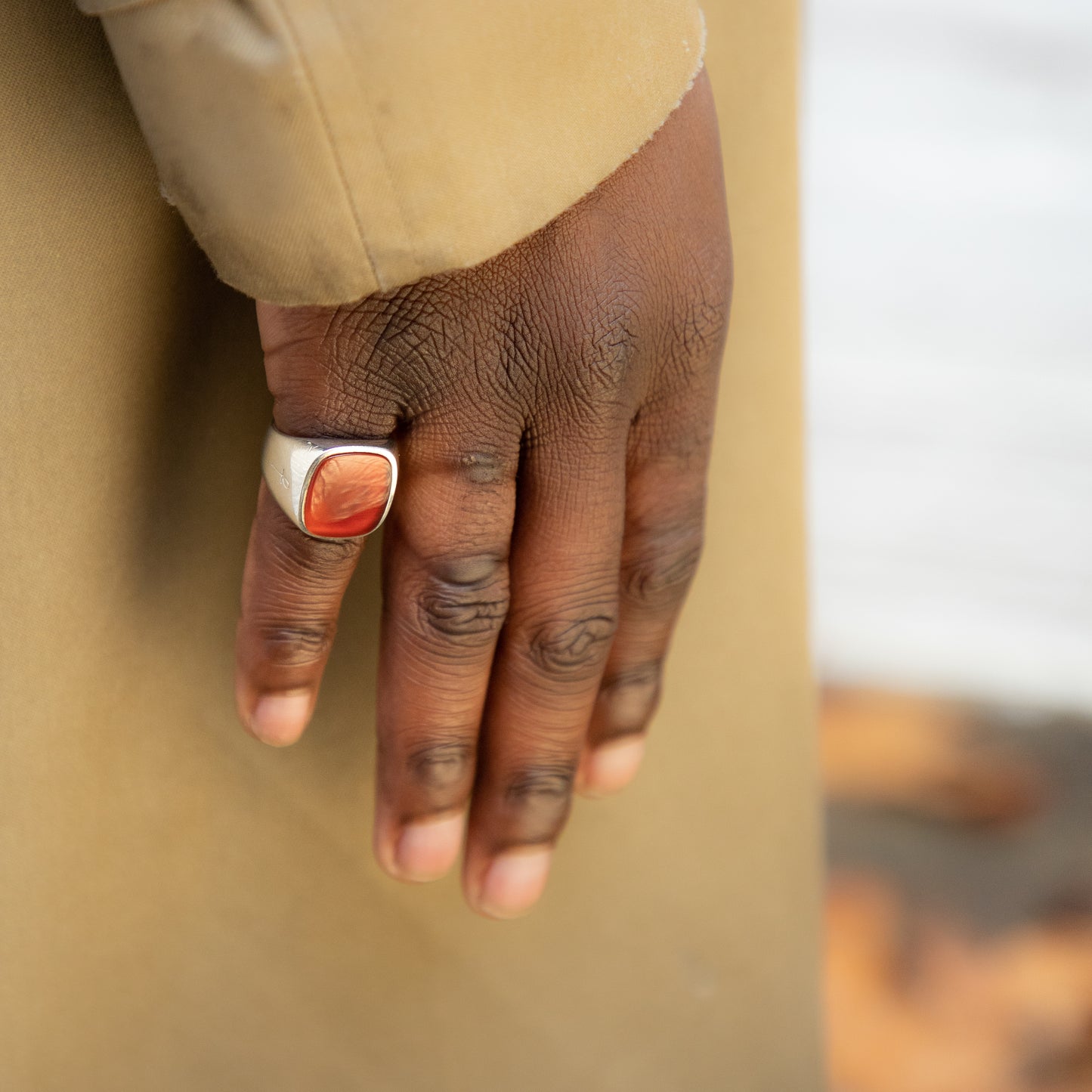 GOLD SQUARE CARNELIAN SIGNET RING