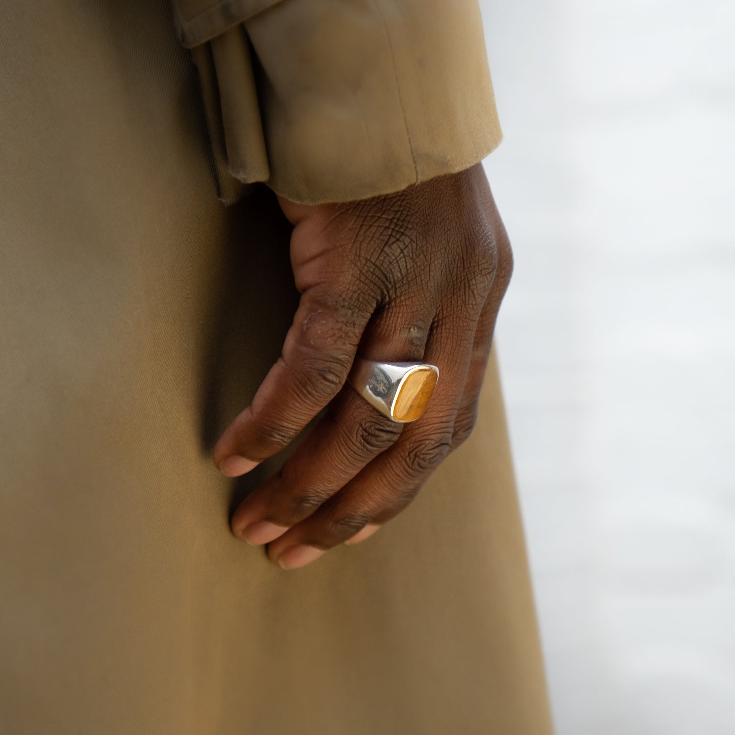 GOLD TIGER EYE SQUARE SIGNET RING