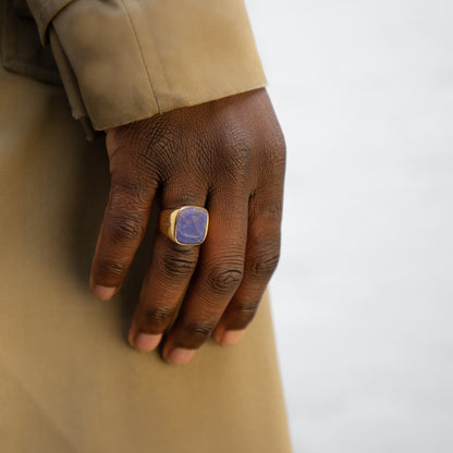 SILVER LAPIS LAZULI SQUARE SIGNET RING